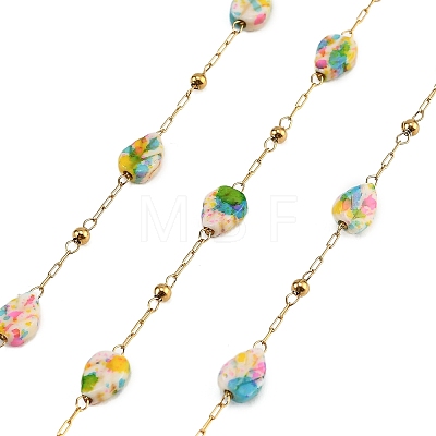 Handmade Stainless Steel & Natural Shell Beaded Link Chains SA-CBA6C37-01G-02-1