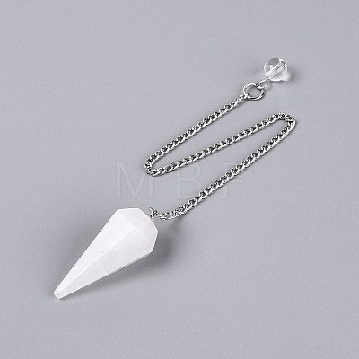 Natural Quartz Crystal Dowsing Pendulum Pendants AJEW-N005-01H-1