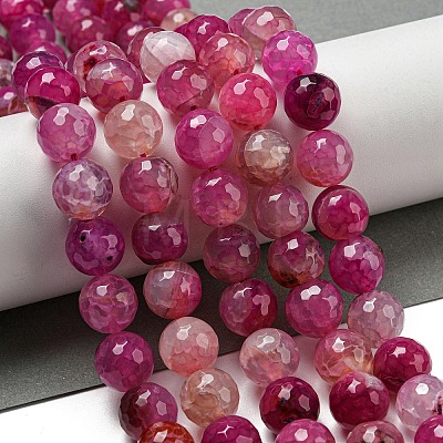 Faceted Natural Dragon Veins Agate Beads Strands G-F447-12mm-I04-1