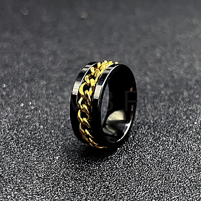 304 Stainless Steel Rotatable Chain Finger Rings for Men FS-WG60CA3-54-1
