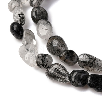 Natural Black Rutilated Quartz Beads Strands G-F439-08-1
