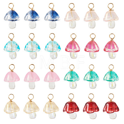 32Pcs 8 Style Glass Pendants PALLOY-TAC0300-1