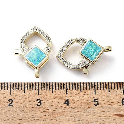 Rack Plating Brass Micro Pave Cubic Zirconia Lobster Claw Clasps KK-C041-03C-G-1