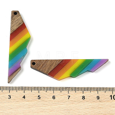 Pride Rainbow Theme Resin & Walnut Wood Pendants WOOD-K012-12A-1