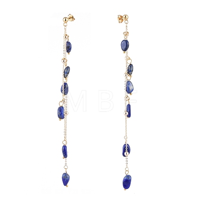 Natural Gemstone Dangle Stud Earring EJEW-JE04122-1