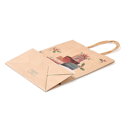 Christmas Theme Printed Kraft Paper Bags with Handles ABAG-M008-08D-1