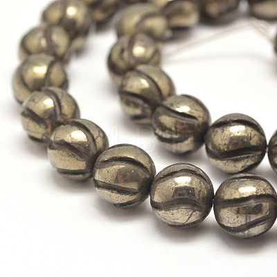 Round Natural Pyrite Beads Strands G-I125-11-1