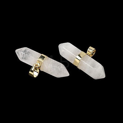 Natural Quartz Crystal Double Terminal Pointed Pendants G-NH0001-15G-05-1