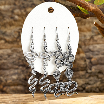 4 Pairs Zinc Alloy Dangle Earrings FS-WG0AE12-03-1
