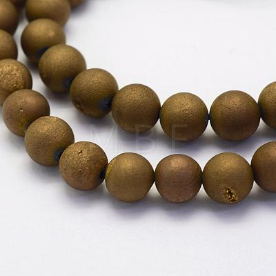 Electroplate Natural Druzy Agate Beads Strands G-G708-8mm-12-1