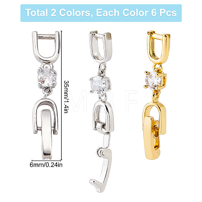 12Pcs 2 Colors Brass Extender Chain ZIRC-SC0001-21-1