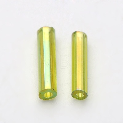 Transparent Colours Rainbow Glass Bugle Beads X-TSDB6MM164-1