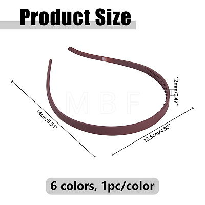 6Pcs 6 Colors Plastic Hair Band Findings FIND-DC0008-40-1