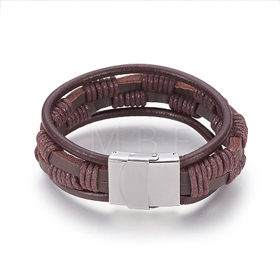 Braided Leather Cord Multi-strand Bracelets BJEW-F349-13P-1