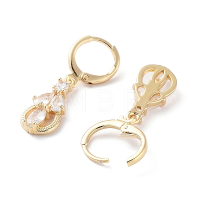 Rack Plating Golden Brass Dangle Leverback Earrings EJEW-A030-01I-G-1