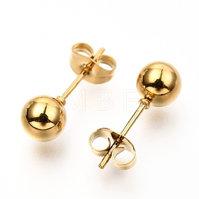 304 Stainless Steel Ball Stud Earrings EJEW-C501-10D-1