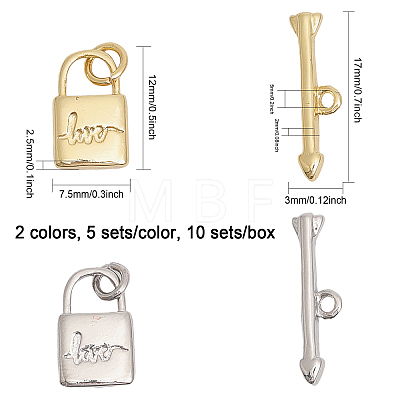 10 Sets 2 Colors Rack Plating Brass Toggle Clasps ZIRC-CA0001-21-1