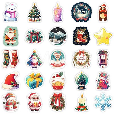 50Pcs Christmas Theme Cartoon Paper Stickers DIY-P085-07-1