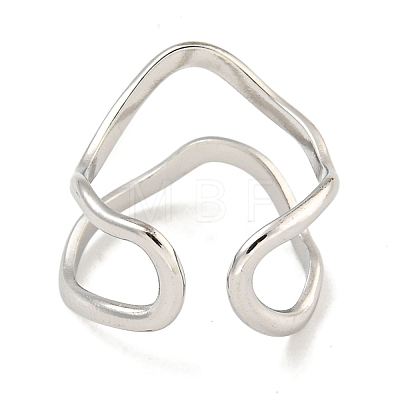 Non-Tarnish 304 Stainless Steel Irregular Open Cuff Ring for Women RJEW-A043-26P-1