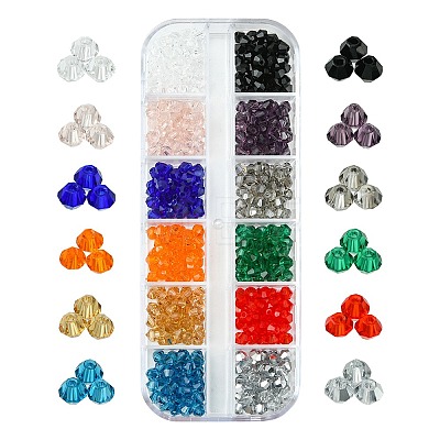 480Pcs 12 Colors Imitate Austrian Crystal Bicone Glass Beads GLAA-FS0001-66-1