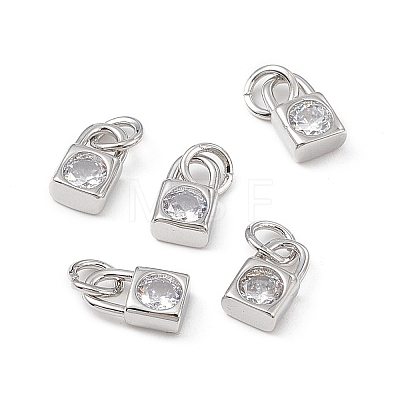 Brass Micro Pave Clear Cubic Zirconia Charms KK-E068-VB225-1