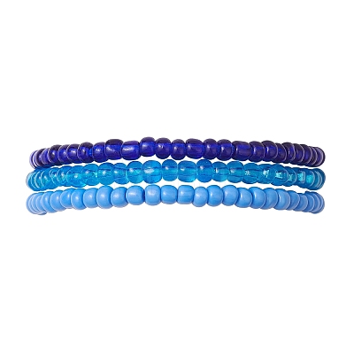 3Pcs 3 Colors Glass Seed Beaded Stretch Bracelet Sets BJEW-JB10529-02-1