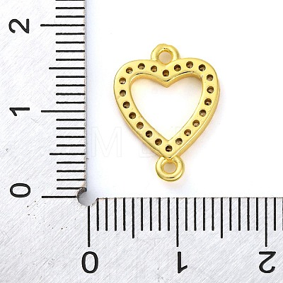 Brass Micro Pave Clear Cubic Zirconia Heart Links Connector Charms KK-A230-03A-G-1