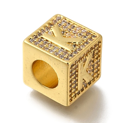 Brass Cubic Zirconia Beads KK-Q818-01K-G-1