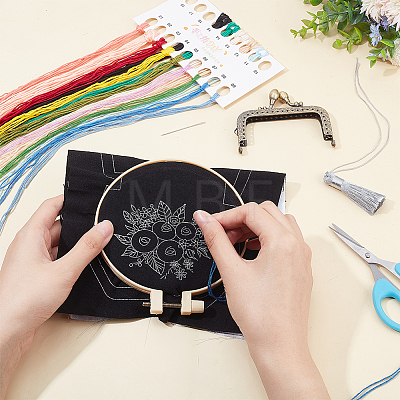 DIY Flower Pattern Change Purse 3D Embroidery Kit DIY-WH0297-05-1