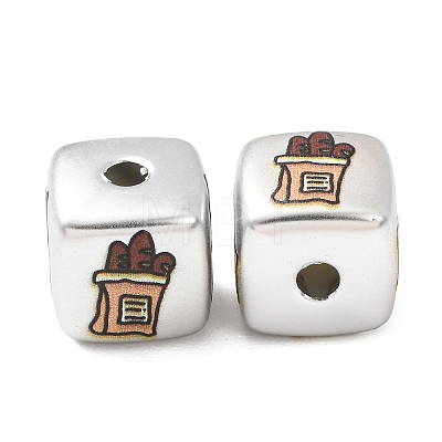 Plating Printed Acrylic European Beads AC-CBA655C-16B-1