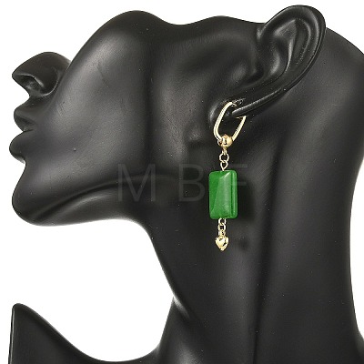 Natural White Jade & Blue Spot Jasper & Malaysia Jade & Black Onyx(Dyed & Heated) & Amethyst Beads Hoop Dangle Earrings EJEW-JE07320-1