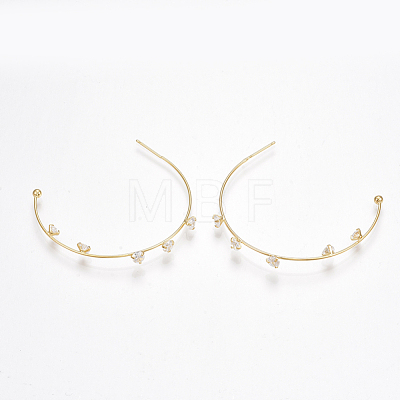 Brass Cubic Zirconia Stud Earrings X-KK-S350-062G-1
