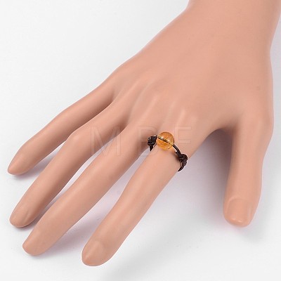 Adjustable Natural Mixed Stone Finger Rings RJEW-JR00143-1