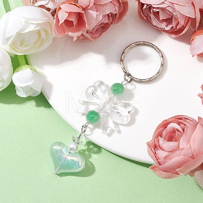 Acrylic Heart with Bowknot Keychains KEYC-JKC00612-02-1