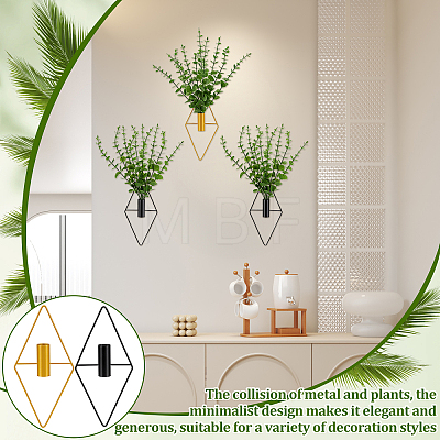 8Pcs 2 Styles Rhombus Iron Wall-mounted Vase AJEW-DR0002-97-1