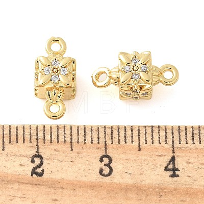 Brass Micro Pave Cubic Zirconia Connector Charms KK-U056-18G-1