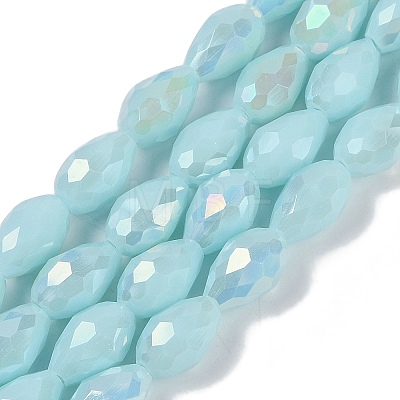 Opaque Solid Color Electroplate Glass Beads Strands LS-EGLA-N013-P6mm-B11-1