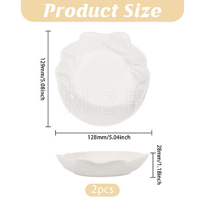 2Pcs Bowknot Porcelain Jewelry Storage Display Trays for Rings AJEW-GL0003-48B-1