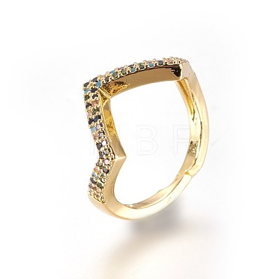 Adjustable Brass Micro Pave Cubic Zirconia Finger Rings RJEW-L086-06G-1