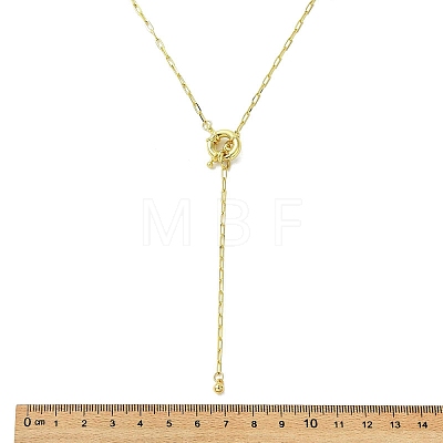 Brass Round Tassel Paperclip Chain Lariat Necklaces for Women NJEW-JN06010-1