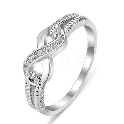 Brass & Clear Cubic Zirconia Finger Rings for Women FS-WGA713C-05-1