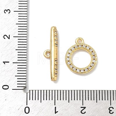 Brass Micro Pave Clear Cubic Zirconia Toggle Clasps X-KK-G548-26G-1