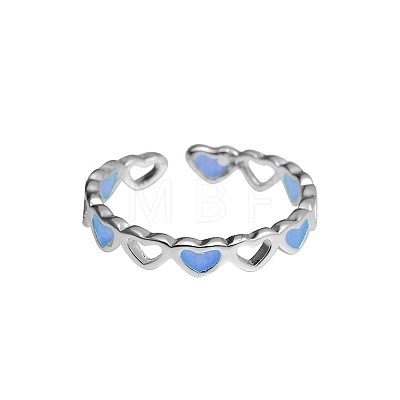 Luminous Alloy Heart Open Cuff Rings PW-WG184E7-02-1