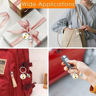 3Pcs Glass Pearl & Resin & Alloy Glass Keychains KEYC-YW00227-01-1