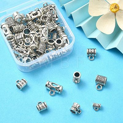 60Pcs 6 Style Tibetan Style Alloy Tube Bails FIND-YW0003-17-1