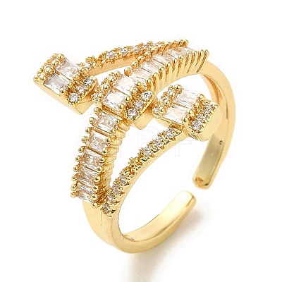 Brass Micro Pave Cubic Zirconia Rings for Women RJEW-E295-01G-1