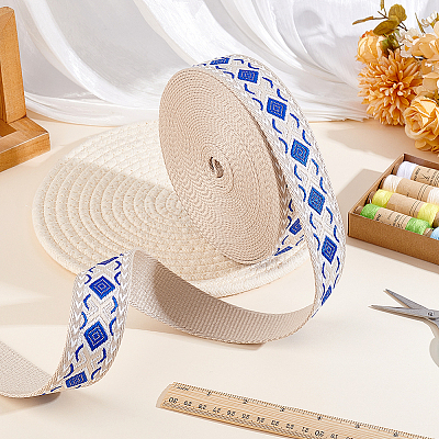 10Yards Vintage Jacquard Polyester Ribbon OCOR-ME0001-79A-1