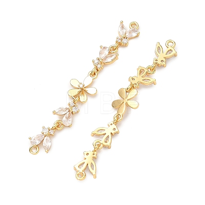 Brass Pave Clear Cubic Zirconia Connector Charms X-KK-Z139-12G-03-1