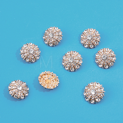 SUPERFINDINGS 8Pcs 1-Hole Alloy Rhinestone Shank Buttons FIND-FH0008-86KCG-1