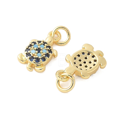 Brass Micro Pave Cubic Zirconia Charms KK-U056-44G-1